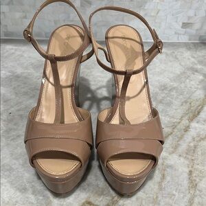 Sergio Rossi Tan Heeled Sandals with Straps